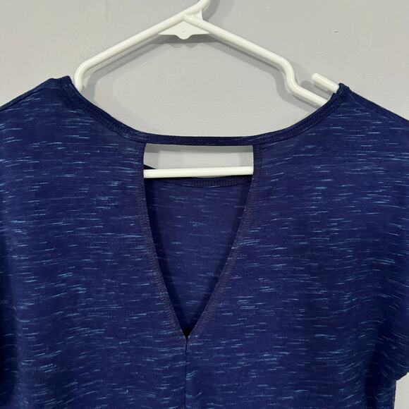 Kyodan Heather Dark Blue Shirt Women's Size Medium Keyhole Back Polyester Rayon - Picture 6 of 6